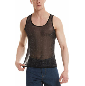 Sleeveless Knitted Training Tank Top Custom Breathable Mesh Gym Wear for Men - Product Image 6