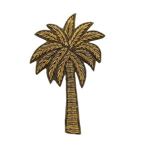 THREEATONE ENTERPRISES DC-HE-005 Appliques de luxe brodées à la main, double motif Paisley, couleur personnalisée 3D, marron, fausse gemme, fil d'or - Product Image 4