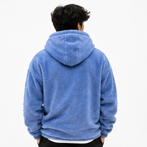 Sweat-shirt à capuche en molleton de coton pour homme, brodé sur mesure, style sport, doux et moelleux, chaud, en sherpa, avec poche avant, décontracté, streetwear - Product Image 2