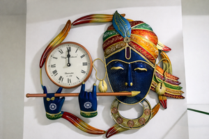 Krishna Murali Metal Quartz Hanging <b>Wall</b> <b>Clock</b> with Art Deco <b>Design</b> Battery Operated Wedding Gift - Product Image 2