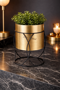 Gold Iron Powder Coated Durable Multi-Purpose Modern Classic Outdoor & Indoor Floor Planter with Drainage - Product Image 3