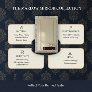 Luxury Full Length Venetian Wall <b>Mirror</b> with Antique <b>Silver</b> Etched Floral Frame|Large Rectangular Dressing <b>Mirror</b> for Home Decor - Product Image 5