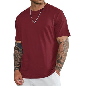 Maroon Color Custom 100% Cotton Made Men Clothing Slim Fit Breathable T Shirts Wholesale Outerwear Casual <b>Drop</b> Shoulder Shirts - Product Image 2
