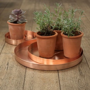 Plateau en cuivre, lot de 4 plateaux ronds pour pots en terre cuite, décoration minimaliste pour la maison - Product Image 5
