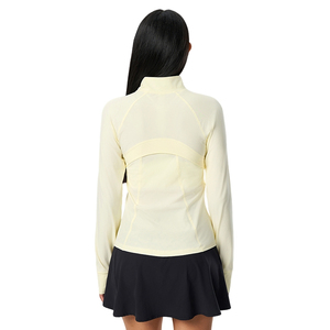 Veste à manches longues mi-zippée bleu clair pour femme, respirante, couleur unie, coupe classique, vêtements de sport pour le yoga, la gym et l'entraînement - Product Image 5