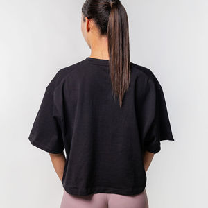 T-shirt court pour femmes de haute qualité, en jersey de coton respirant, motif uni, style hip-hop, pour femmes, streetwear pour l'été - Product Image 5