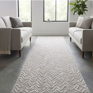 Tapis moderne Chevron rectangulaire beige et blanc à motif géométrique antidérapant pour salon au prix le plus bas - Product Image 1