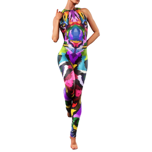 Combinaison de sport et de yoga sans couture en maille côtelée à bretelles larges, soutien-gorge intégré, haute performance - Product Image 1