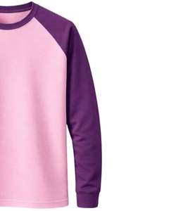 Sweat-shirt personnalisé pour homme, rose et violet, à manches raglan, col rond, décontracté, en coton et polyester, tricoté, léger - Product Image 4