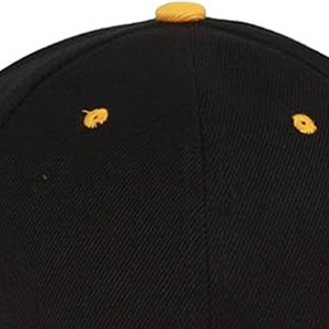 Gorra Snapback Negra de 6 Paneles con Visera Amarilla y Costuras en Contraste, Unisex, Ajustable, Casual, 100% Poliéster Twill - Product Image 2