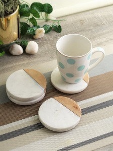 Juego de Posavasos Modernos Ecológicos de Mármol Blanco y Madera de Acacia de Lujo |   Logotipo Personalizado |   Impresión troquelada |   Fabricante Mayorista - Product Image 4