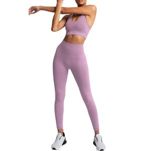 Conjunto de Yoga Morado Lavanda para Mujer, Bra Deportivo y Leggings, Dos Piezas, Ropa Deportiva Elástica para Entrenamiento y Fitness - Product Image 2