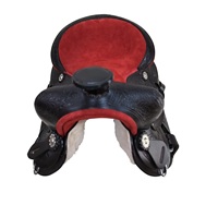 Selle Western en cuir pour cheval, modèle thérapeutique, avec arceau en bois, taille 15 pouces, pour barrel racing, avec boîte de transport
