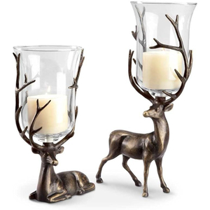 Modern Art Aluminum Christmas Candlestick <b>Pillar</b> Reindeer Holder Interior Decor Full Handmade Gold Deer Sculptural Candle Stand - Product Image 5