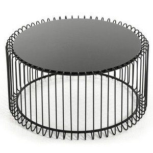 Table basse industrielle en métal avec plateau en forme de bol martelé, design incurvé, mobilier de salon moderne et minimaliste, design décoratif - Product Image 2
