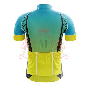 Conjunto de Jersey y Pantalones Cortos de Ciclismo para Hombre, Degradado Azul, Verde y Amarillo con Detalles Negros, Diseño sin Costuras para Adultos - Product Image 4