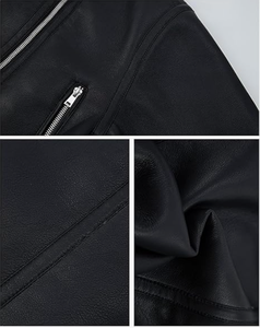 Blouson Moto Café Racer pour Femme en Cuir Véritable Respirant Doublé Sherpa Hiver Prêt-à-porter - Product Image 5