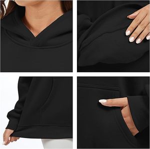 <b>Women</b> Black Hooded Sweatshirt Pullover <b>Long</b> Sleeve Fleece <b>Hoodie</b> with Kangaroo Pocket - Product Image 6