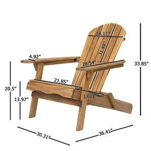 Sedia Adirondack Pieghevole per Uso Esterno in Giardino, Arredo Lounge in Legno per Braciere, Design Pieghevole per Relax nel Patio - Product Image 2