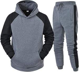 Survêtement streetwear pour homme de qualité supérieure, hiver, couleurs contrastées, tissu en molleton 100% coton, respirant, coupe ajustée - Product Image 6