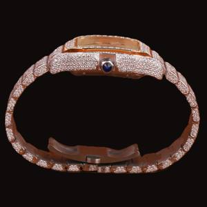 Reloj Impresionante de Diseño Cuadrado Personalizado con Números Romanos, Esfera Completamente Adornada con Diamantes Moissanite, Hecho a Mano, Estilo Hip Hop - Product Image 6