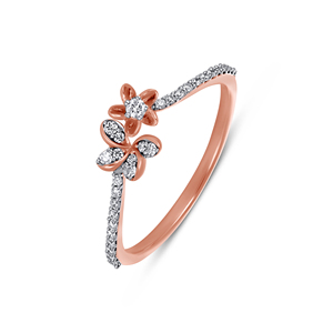 Bague de luxe en or rose sertie de diamants pour femme, taille marquise 0,35 carat, motif feuille avec halo de diamants, bande en or premium incrustée de diamants - Product Image 1