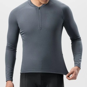 Maillot de cyclisme gris personnalisé pour homme à manches longues, fermeture éclair intégrale, anti-transpiration, respirant, séchage rapide, pour vélo de route - Product Image 3