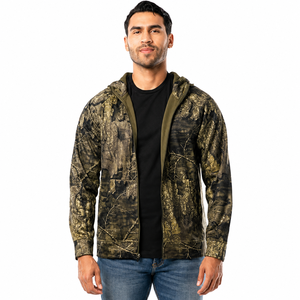 เสื้อแจ็คเก็ตมีฮู้ดลายพรางสำหรับผู้ชายแบบซิปเต็มตัว |   เสื้อฮู้ดลายพรางน้ำหนักเบาสำหรับกิจกรรมกลางแจ้งพร้อมโลโก้แบบกำหนดเอง - Product Image 1