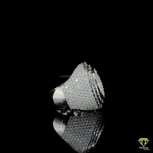Lab Grown Diamond Round Halo Statement <b>Ring</b> for <b>Men</b> Iced Out White Gold Luxury Hip Hop Cluster <b>Pinky</b> <b>Ring</b> - Product Image 2