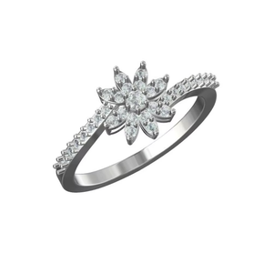 1/2 TCW Real Round Prong-<b>Set</b> Diamond Floral Shape Ladies <b>Ring</b> in 14K White Gold | Elegant Flower Diamond <b>Ring</b> for Women Jewelry - Product Image 3