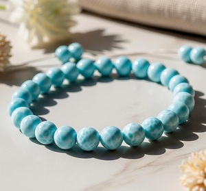 Natural Larimar Bead <b>Bracelet</b> 8mm Blue Gemstone Stretch <b>Bracelet</b> December Birthstone Jewelry Gift for Men Women Wholesale - Product Image 3