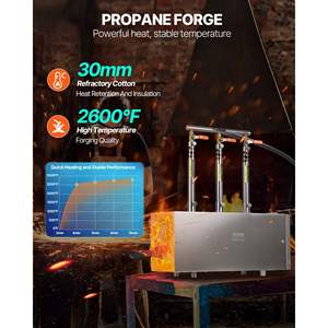 Horno de Propano Portátil de Gran Capacidad, 2600 Grados Fahrenheit, 3 Quemadores, Forma Cuadrada, Acero Inoxidable, Herramientas de Forja a Gas, Herrero - Product Image 2