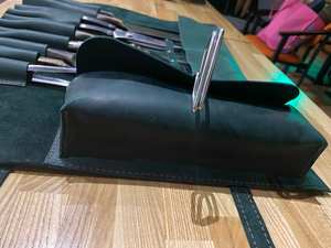 Étui à couteaux de chef en cuir véritable fait main, léger et portable, avec fermeture à cordon et boucle, 4-6 compartiments pour - Product Image 6