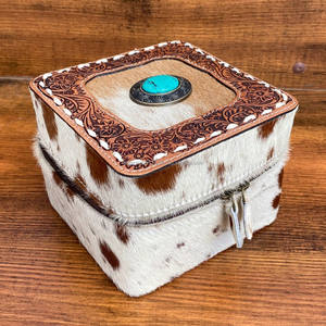 Offres Spéciales en vrac personnalisé usiné à la main en cuir grande capacité boîte à bijoux peau de vache boîte de rangement organisateur de luxe voyage boîtes à bijoux - Product Image 3