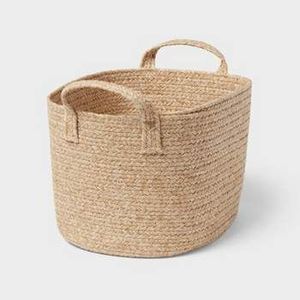 Cesta de Almacenamiento de Ratán Natural, Forma Ovalada con Asas, Contenedor Rústico Multiusos para Organización - Product Image 1