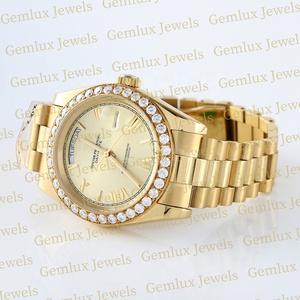 Alta calidad Venta caliente Pass Diamond Tester 14K chapado en oro romano Dial D VVS Moissanite Diamond Bezel Stud reloj para hombres - Product Image 3