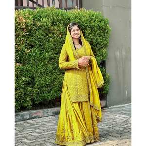 Ensemble de costume de soirée XL avec broderie en zari et paillettes pour un look luxueux - Product Image 3