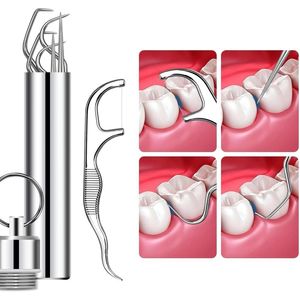 Kit Portatile di 7 Stuzzicadenti in Acciaio Inox Riutilizzabili con Portaoggetti per Picnic e Campeggio - Product Image 1