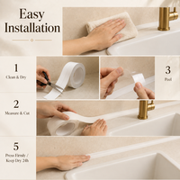 Bande de calfeutrage murale en PVC blanc mat 35 mm 3,5 m, auto-adhésive, étanche, pour salle de bain