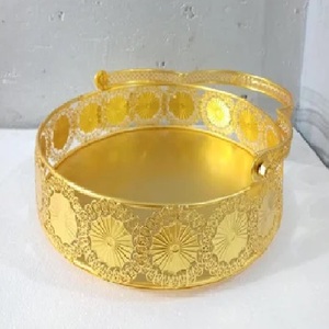 Latest Design Gold Polished Metal Gift <b>Hamper</b> Basket <b>Storage</b> Containers Modern Designer Marvelous Metal Handmade <b>Hamper</b> Basket - Product Image 2