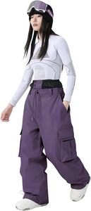 Pantalon de ski imperméable pour femme, couleur violette, fermeture à cordon, style cargo, vêtements de snowboard, respirant 10000 mm, polyester - Product Image 6