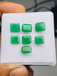 Lote de 7 Piedras Preciosas de Esmeralda Natural de Zambia, Corte Esmeralda, Certificadas por IGI, Buena Calidad, Lustre Excelente, Color Verde Perfecto para - Product Image 5