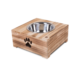 Bols à nourriture pour chien en bois naturel, bol individuel pour chien, bol à eau en acier inoxydable pour chiens, cadre en bois du Vietnam - Product Image 2
