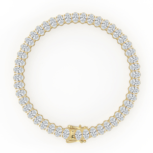 สร้อยข้อมือเทนนิส18kt เพชรทรงรีสุดหรูสายรัดข้อมือสำหรับ14kt สีทองด้านข้าง - Product Image 1