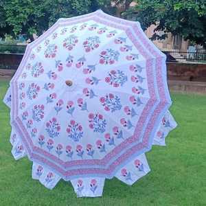 Sombrillas de jardín impresas a mano, parasoles de jardín, sombrillas para exteriores, sombrillas decorativas para bodas, parasoles tribales hechos a mano en India. - Product Image 2