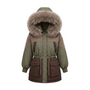 Custom Sage Green Mid Puffer Coats Dual Flap Pockets Snap Front Wholesale Collar Neck Cuffs Puffer Coats - Product Image 5