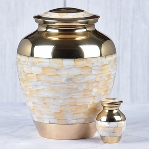 Urne funéraire pour cendres humaines en laiton bronze et or, surface brillante, pour adultes, pour commémoration et inhumation. - Product Image 6