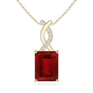 Pendentif rubis rouge 1,5 carat 8x6MM en or pur 14K 18K, avec diamant entrelacé 0,04 carat, personnalisé pour soirée, modèle 2026 le plus vendu - Product Image 1