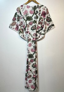 Vestido Kaftan Casual de Verano sin Mangas con Estampado Floral Tropical Digital, de Algodón, para Mujer, Islas del Pacífico Asiático - Product Image 2