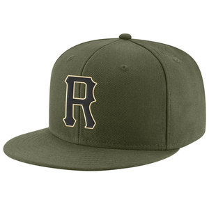 Gorra de Béisbol Verde Oliva 2027 de 6 Paneles con Bordado 'R' en Azul Marino, Ajustable, Unisex, Estilo Casual - Product Image 1